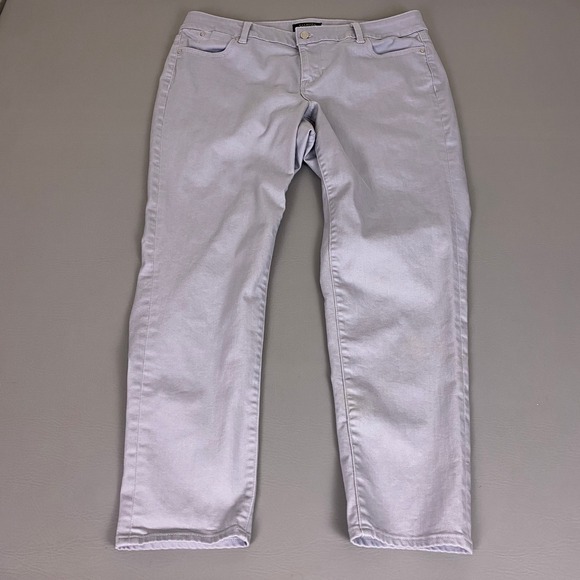 Talbots Denim - Talbots Flawless Five-Pocket Boyfriend Pants 14W Light Gray Cotton Lyocell